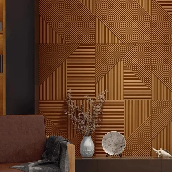 A wall finished with 3d wall panel