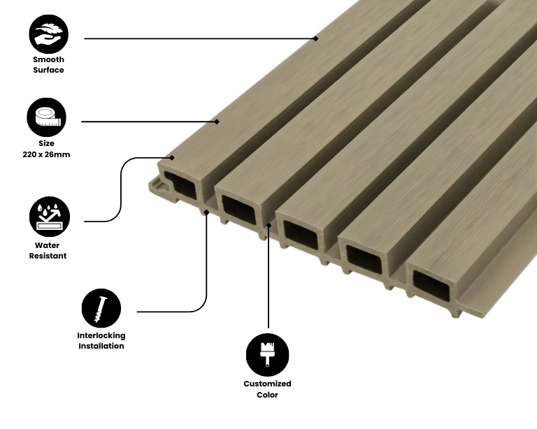 Cedar fluted wall cladding panel