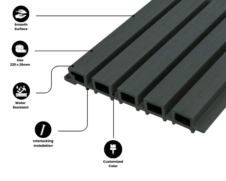 Classic grey fluted wall cladding