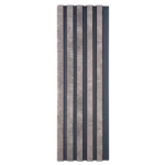 Dark grey fluted panel with rough stone texture