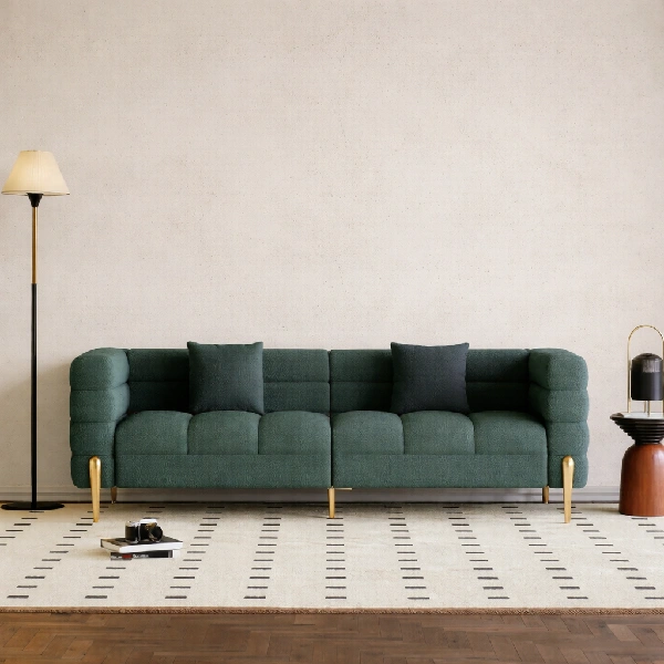 Elegant green sofa in a modern living room