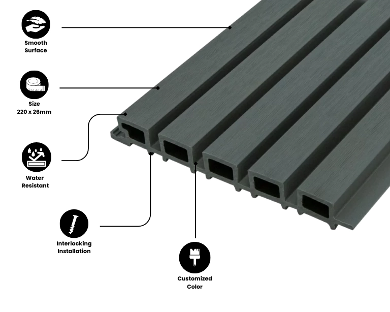 Light grey fluted wall cladding panel