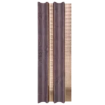 Vertical wood-grain panel with gold metallic trim