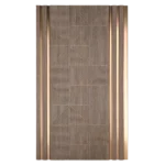 Walnut geometric wall panel with gold trim